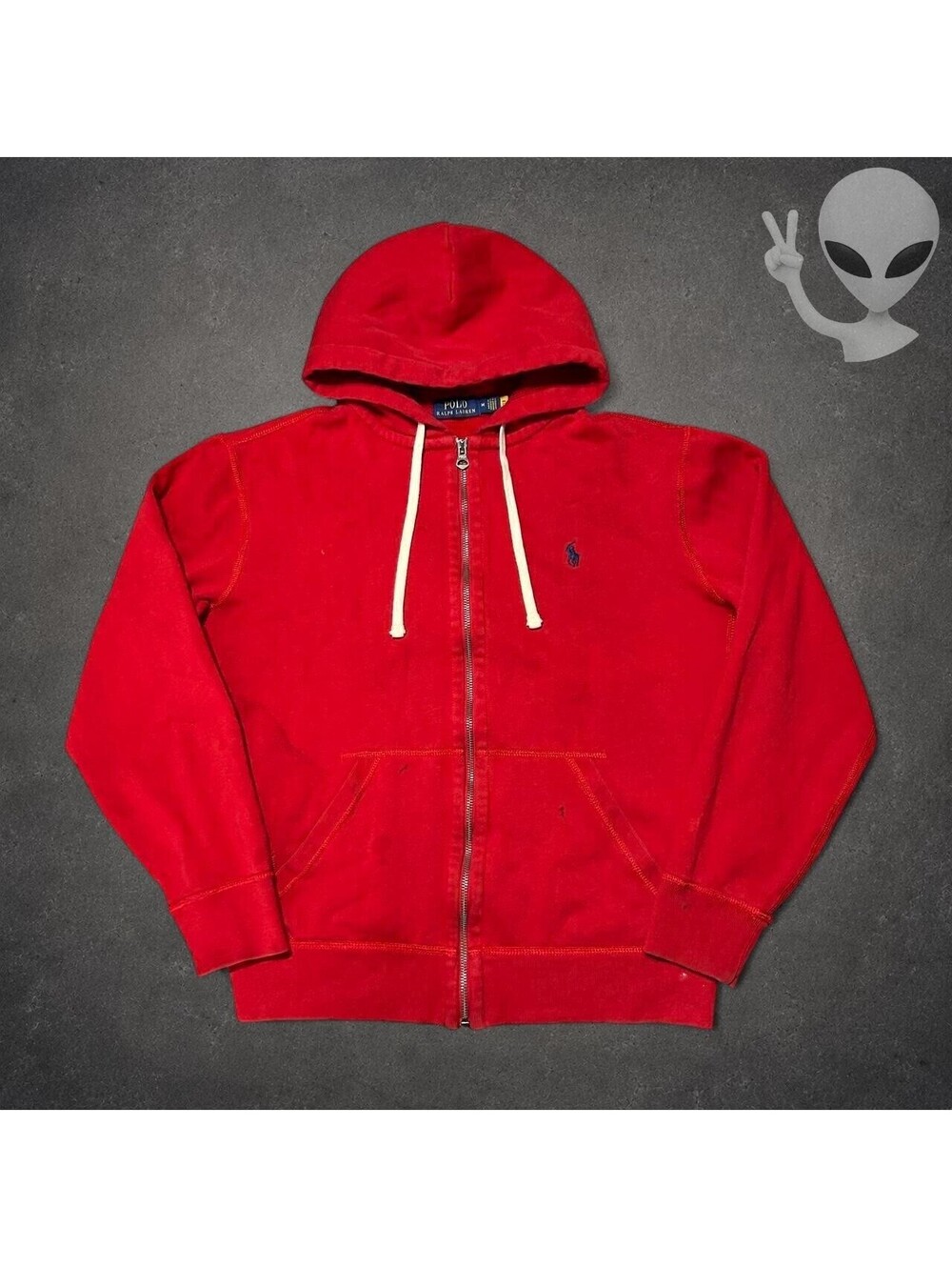Polo Ralph Lauren Full Zip Hoodie Mens US M Red Fleece Pony Logo Embroidered